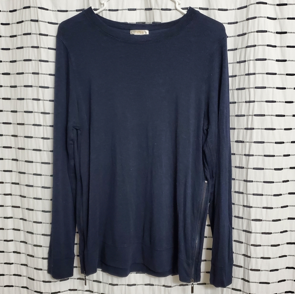 Matty M Zip Sides Navy Tunic Long Sleeve